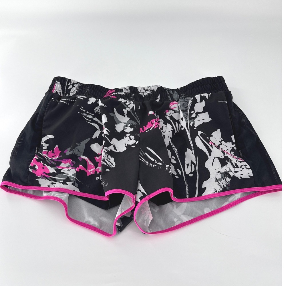 Fabletics (Black/Pink) Floral Running Shorts Womens Large